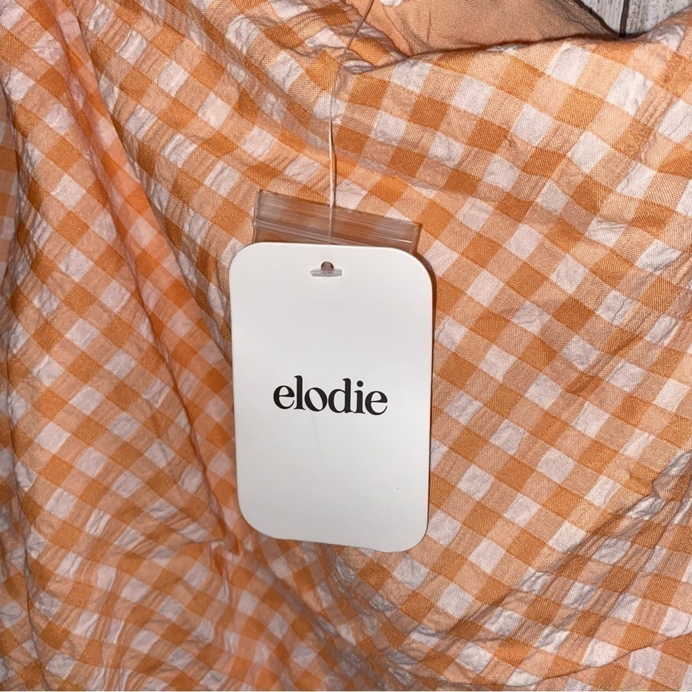 NWT Elodie Orange Gingham One Shoulder Cropped Blouse - Picture 8 of 8